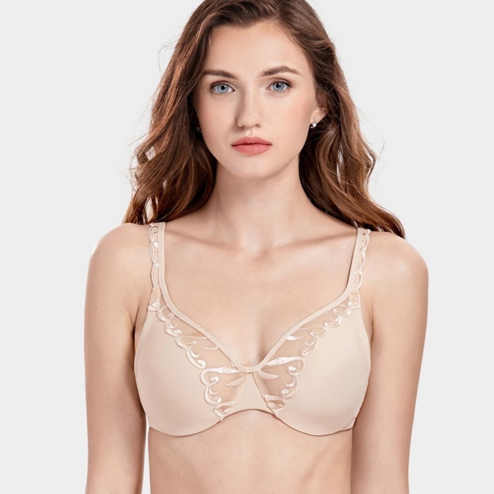 NWT Delimira Sheer Detail Beige Bra W617A
